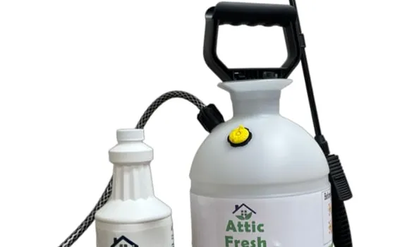 Attic Fresh enzyme treatment sprayer and bottle