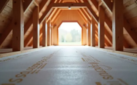 Eye-level view of attic with radiant barrier material installed